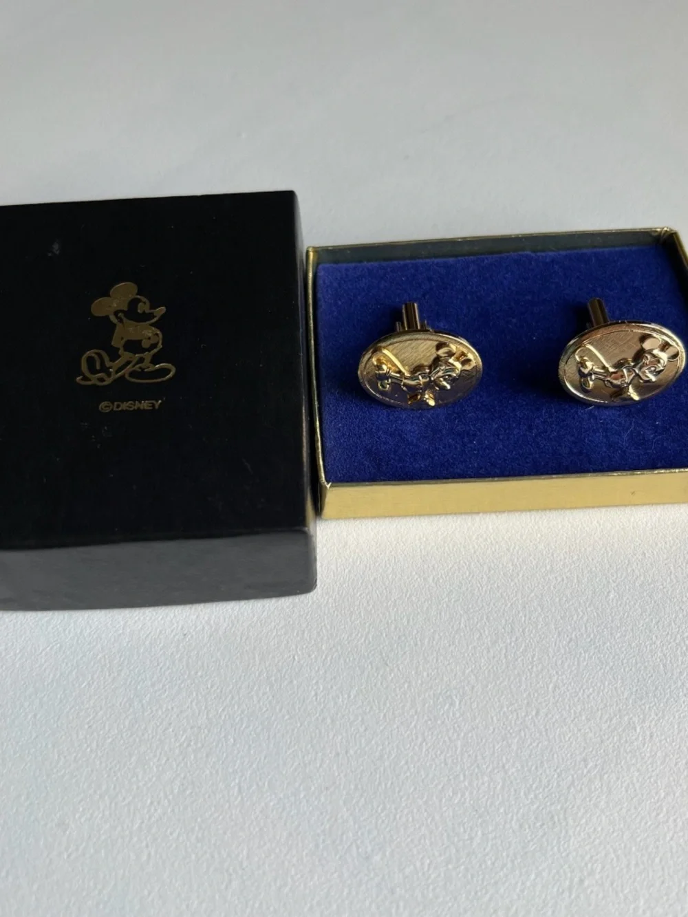 Vintage Oval Disney Mickey Mouse Gold Tone Cufflinks